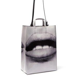 Acne Black and White Graphic Tote Bag